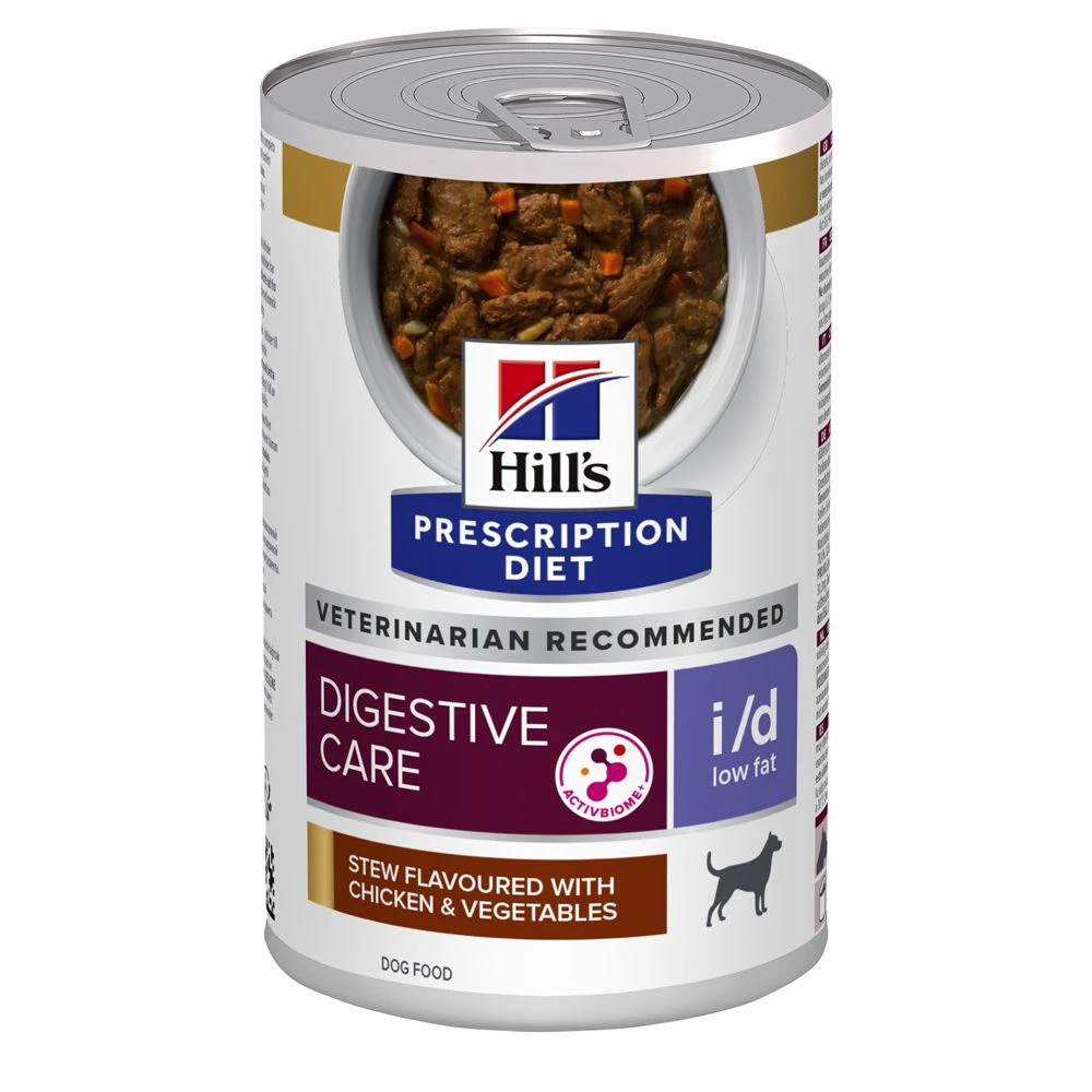 Hill's I/D Low Fat Kip & Groenten Stoofpotje Hond 12x354g 1 Hill's I/D Low Fat Kip & Groenten Stoofpotje Hond 12x354g