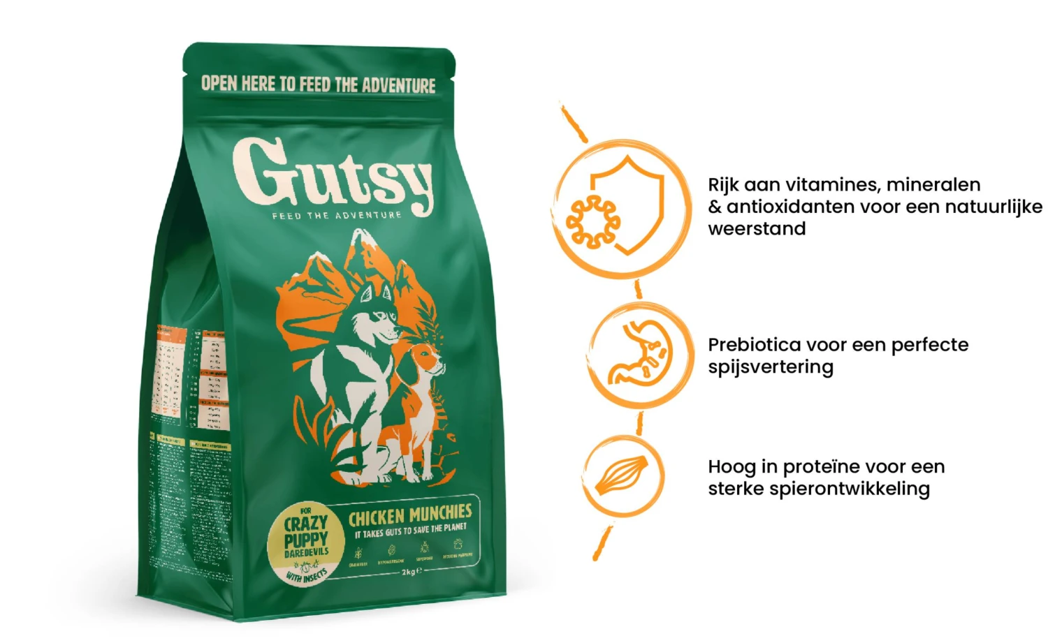 Gutsy Chicken Munchies Puppy 2kg 2 Gutsy Chicken Munchies Puppy 2kg - Afbeelding 2